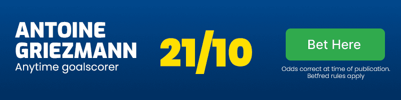 Antoine Griezmann anytime goalscorer at 21/10