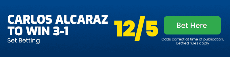 Alcaraz to win 3-1 at 12-5