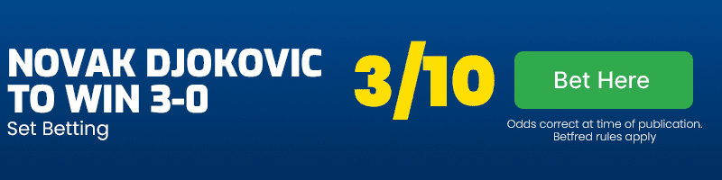 Djokovic to win 3-0 at 3-10