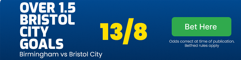 Over 1.5 Bristol City goals at 13/8