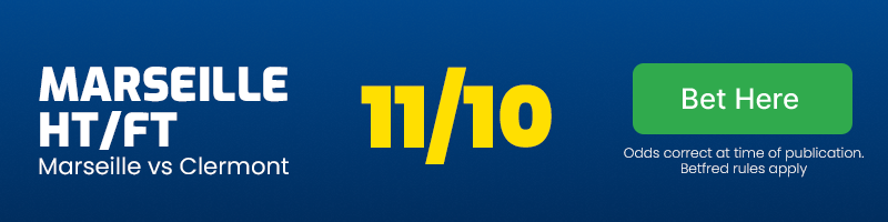 Marseille half-time-full-time vs Clermont at 11-10