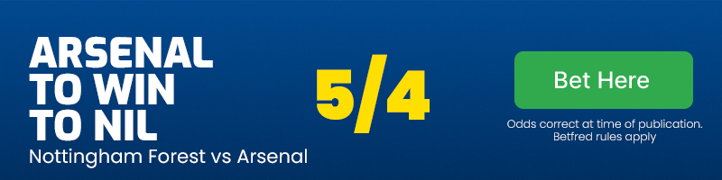 Arsenal to win to nil at 5/4