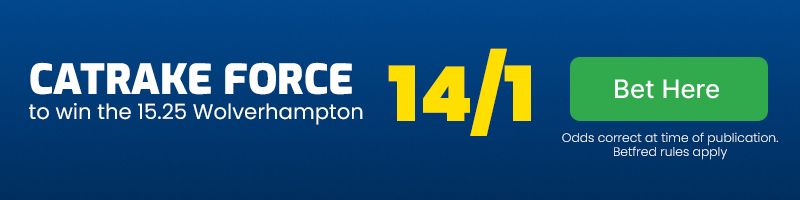 Catrake Force to win the 15.25 Wolverhampton at 14-1