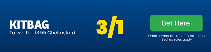 Kitbag to win the 13.55 Chelmsford at 3/1