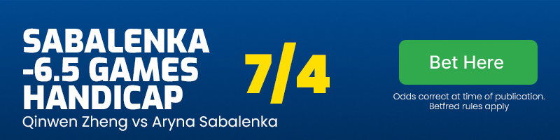 Sabalenka -6.5 games on handicap at 7/4