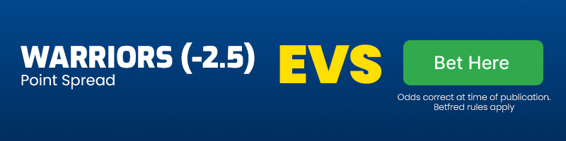 Warriors to cover 2.5 spread at evens