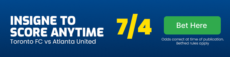 Lorenzo Insigne to score anytime in Toronto FC vs Atlanta United at 7-4