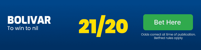Bolivar to win to nil at 21/20
