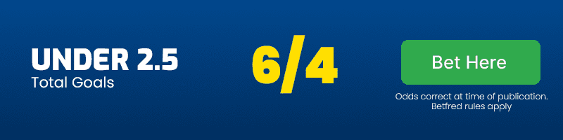 Under 2.5 total goals in Napoli vs Lecce at 6-4