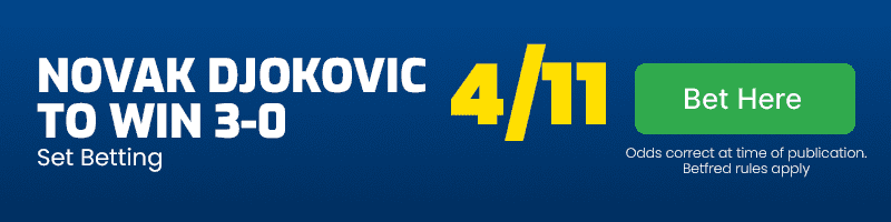 Djokovic to win 3-0 at 4-11
