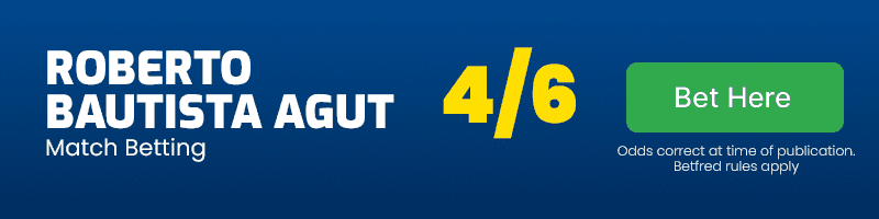 Roberto Bautista Agut to beat Lorenzo Sonego @ 4-6